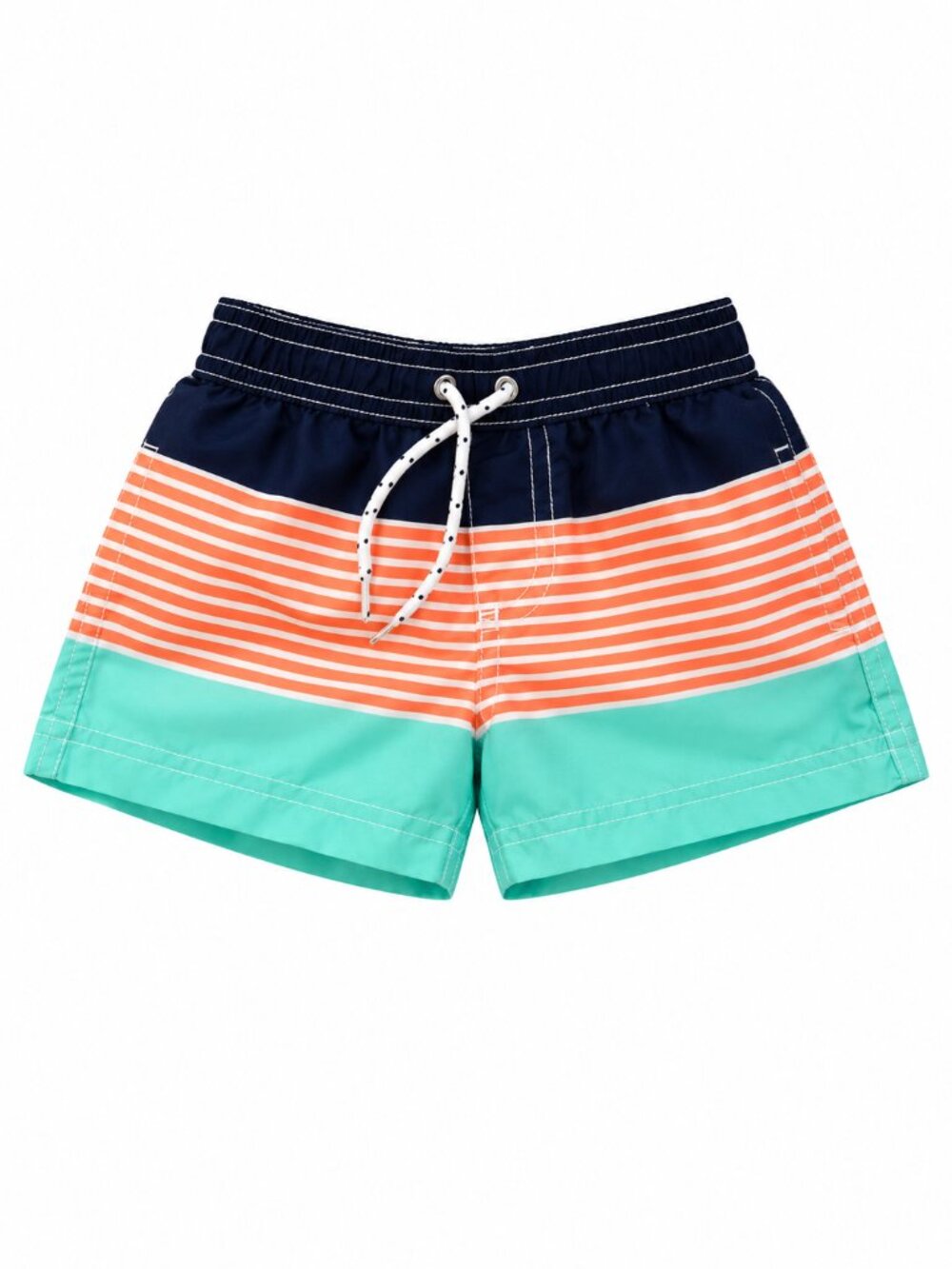 Carter’s Baby Boys Colorblock Swim Trunks 3-6M Aqua Coral Navy Stripe